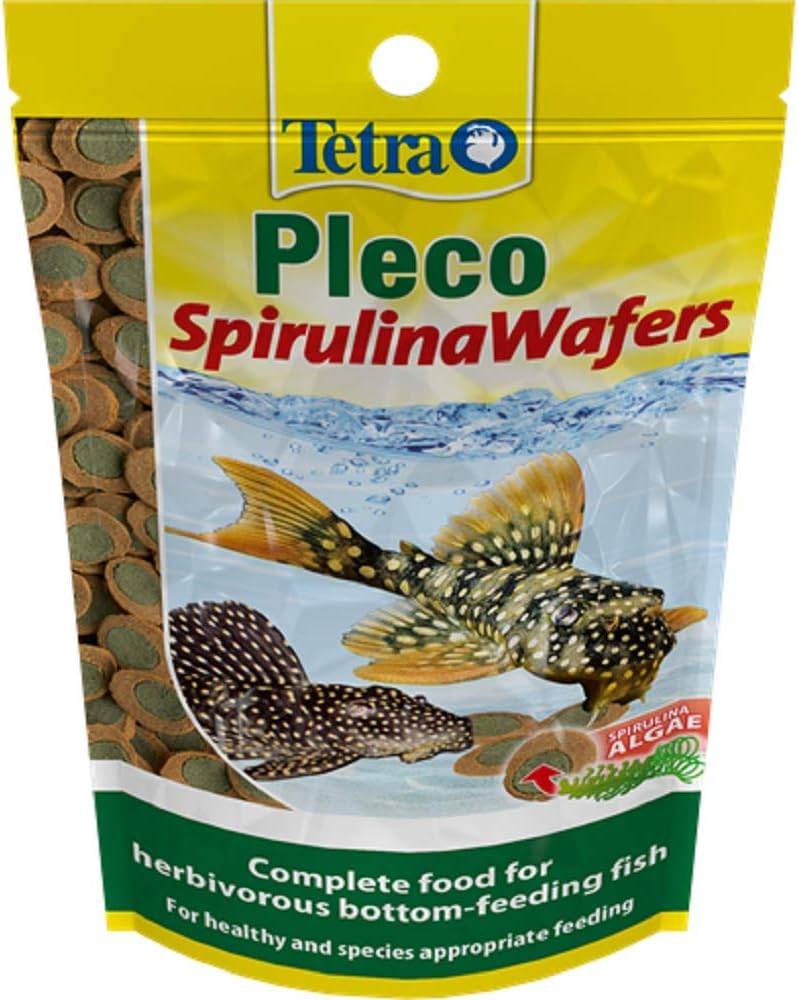 Tetra Pleco Fish Food Spirulina Wafers 42g, 100% Vegetable Premium Fish Food for Bottom Feeding Fish, 42 g (Pack of 1)