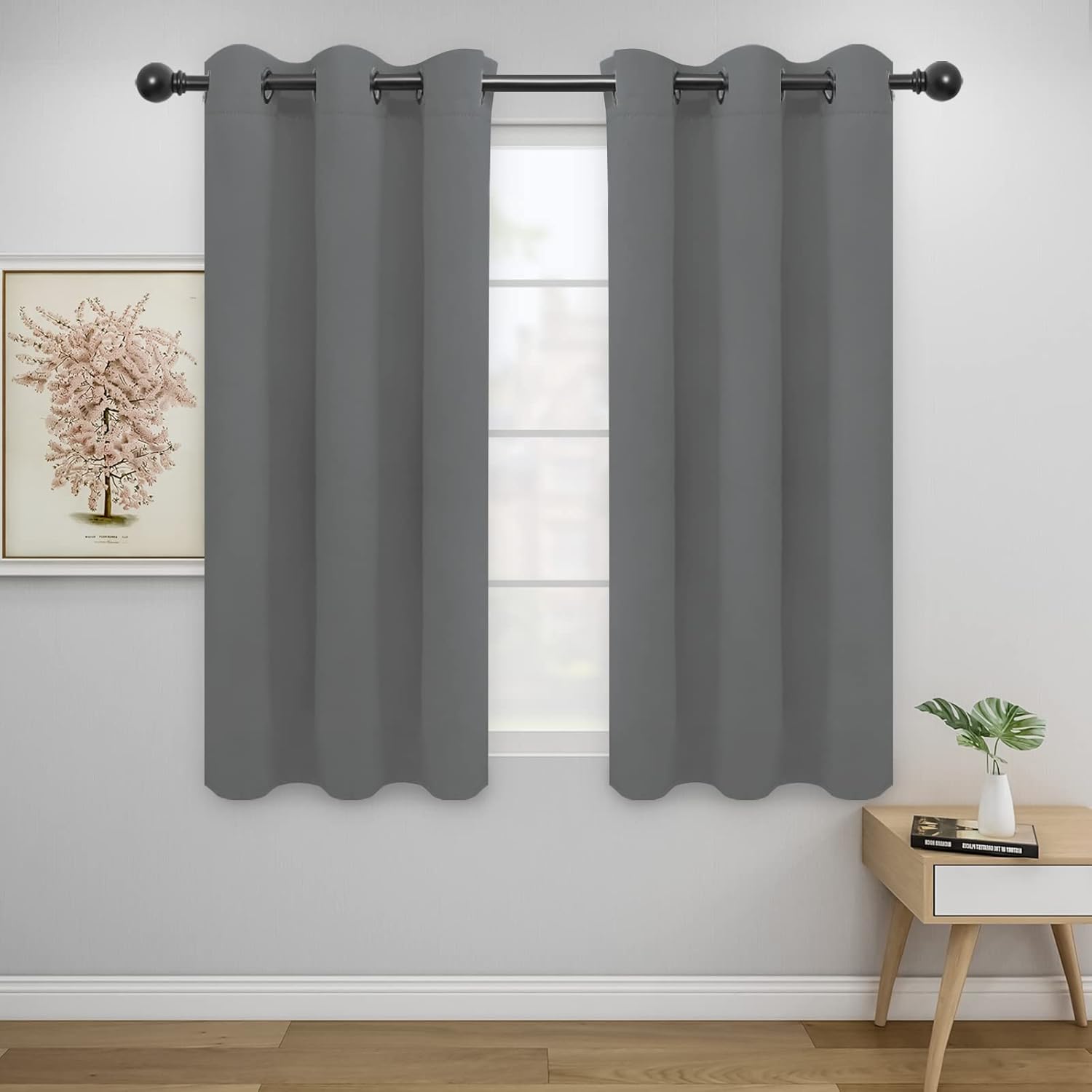 Window Treatments - Easy-Going Blackout Curtains for Bedroom, Solid Thermal Insulated Grommet and Noise Reduction Window Drapes, Room Darkening Curtains for Living Room, 2 Panels(42x63 in, Gray)