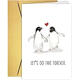 GVMGVM Funny Penguin Valentine's Day Card for Him Her, Cute Valentines Day Gift, Wedding Anniversary Card, I Love You Gift for Husband Wife Boyfriend Girlfriend Fiance Fiancee Partner Spouse