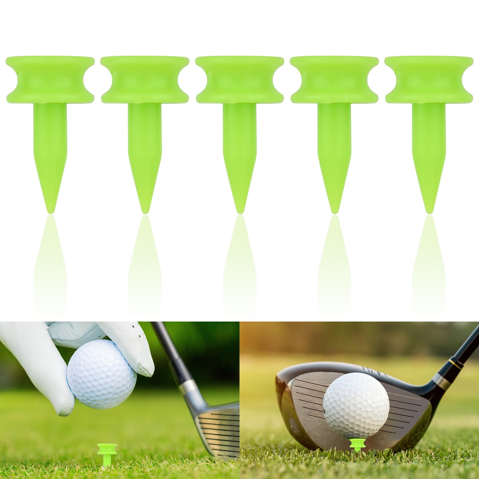Weysoo Golf Tees Plastic, 100pcs Green Castle Golf Tees, 25mm Small Castle Tees, Highly Visible Bright Colors, Durable Winter Golf Tees