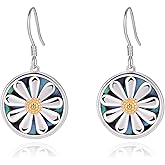 HolaJune Sterling Silver Abalone Shell Filigree Dangle Drop Earrings Bohemia Jewelry Gift for Women Mother Mom