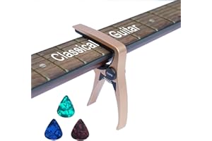 MEDIORAYS Classical Guitar Capo for 6 String Guitar and Mandolin Bass, Big Size Professional Acoustic and Electric Guitars Capo Lightweight (ClassicalCapo-gold)