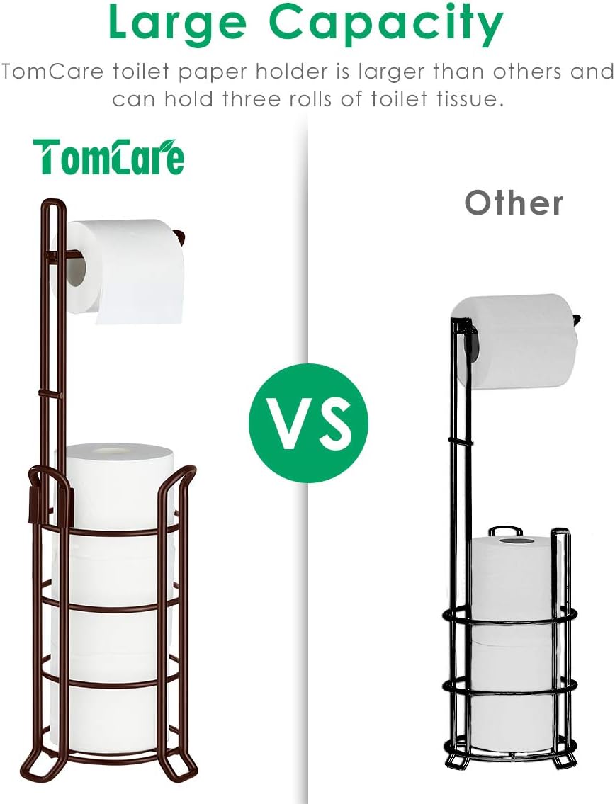 TomCare Toilet Paper Holder Toilet Paper Stand and Dispenser for 3 Spare Rolls Metal Wire Free-Standing Toilet Tissue Paper Roll Storage Shelf Bathroom Accessories Storage Organizer Bronze: Home & Kitchen