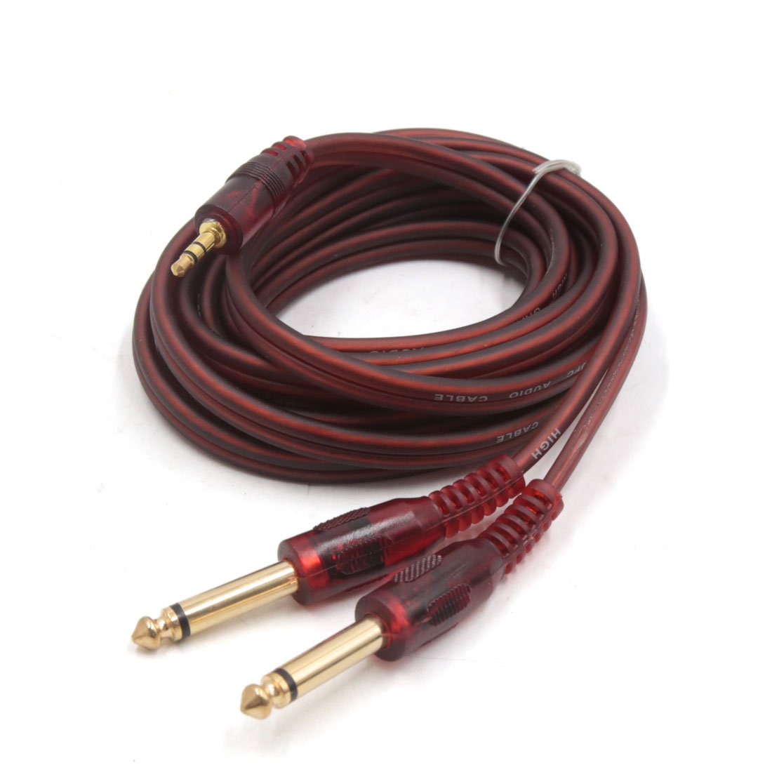 sourcing map 9.8ft 1/8 Inch Male to Dual 1/4 Inch TRS Car Audio Splitter Y Cable