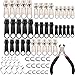 Maosifang Zipper Replacement 141 Pieces Pull Tabs Zip Fixer Zipper Repair Kit with Zipper Install Pliers Tool, Black and Silver