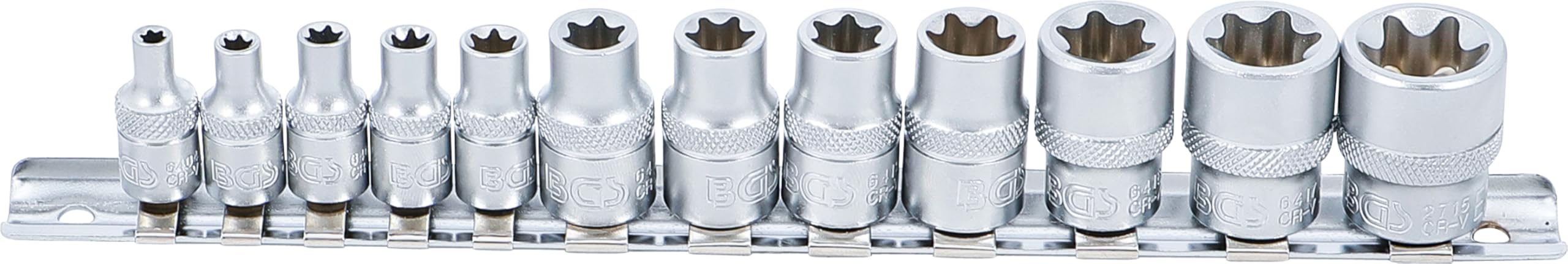 BGS 2038 | Socket Set, E-Type | 6.3 mm (1/4") / 10 mm (3/8") Drive | E4 - E20 | 12 pcs.
