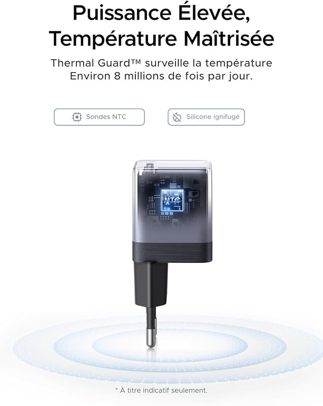 Nexode Air 65W Chargeur USB C Rapide GaNInfinity avec Câble (Gris)