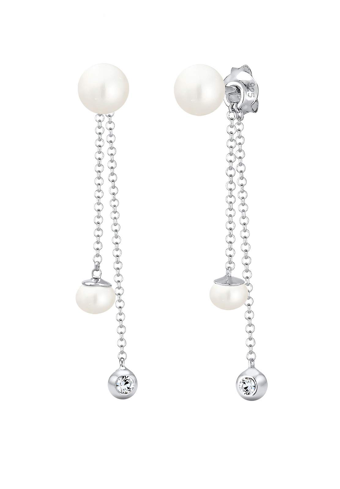 Elli Earrings Solitaire Elegant Freshwater Pearls Crystals 925 Sterling Silver