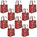 ReBagMe Large Reusable Grocery Bag Totes with Extra Reinforced Handles - Red (Pack of 10)