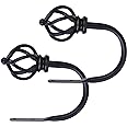 KAMANINA Decorative Curtain Drapery Holdbacks Twisted Cage Finials, Black(1 Pair/2 Pack), Small