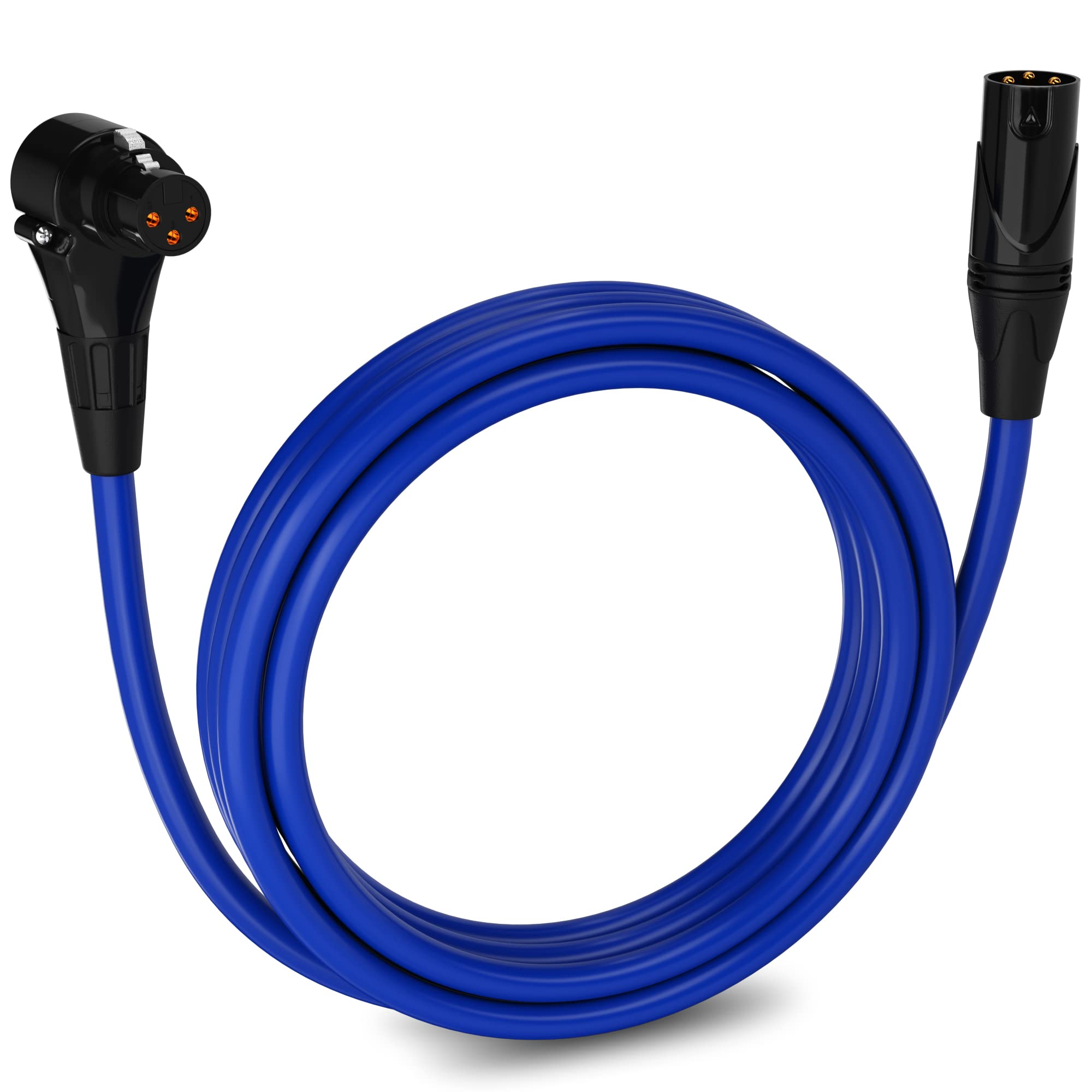 Photo 1 of LyxPro 10 Feet Right Angle XLR Female to Male 3 Pin Mic Cord for Powered Speakers Audio Interface Professional Pro Audio Performance Camcorders DSLR Video Cameras and Recording Devices - Blue
