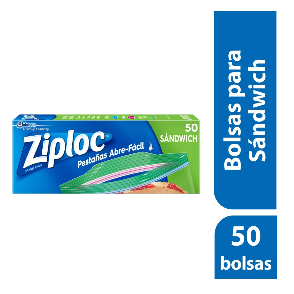 Ziploc Bolsas Herméticas para Sandwich, 50 Bolsas Salud
