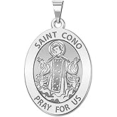 PicturesOnGold.com Saint Cono Oval Religious Medal - 3/4 Inch X 1 Inch -Sterling Silver