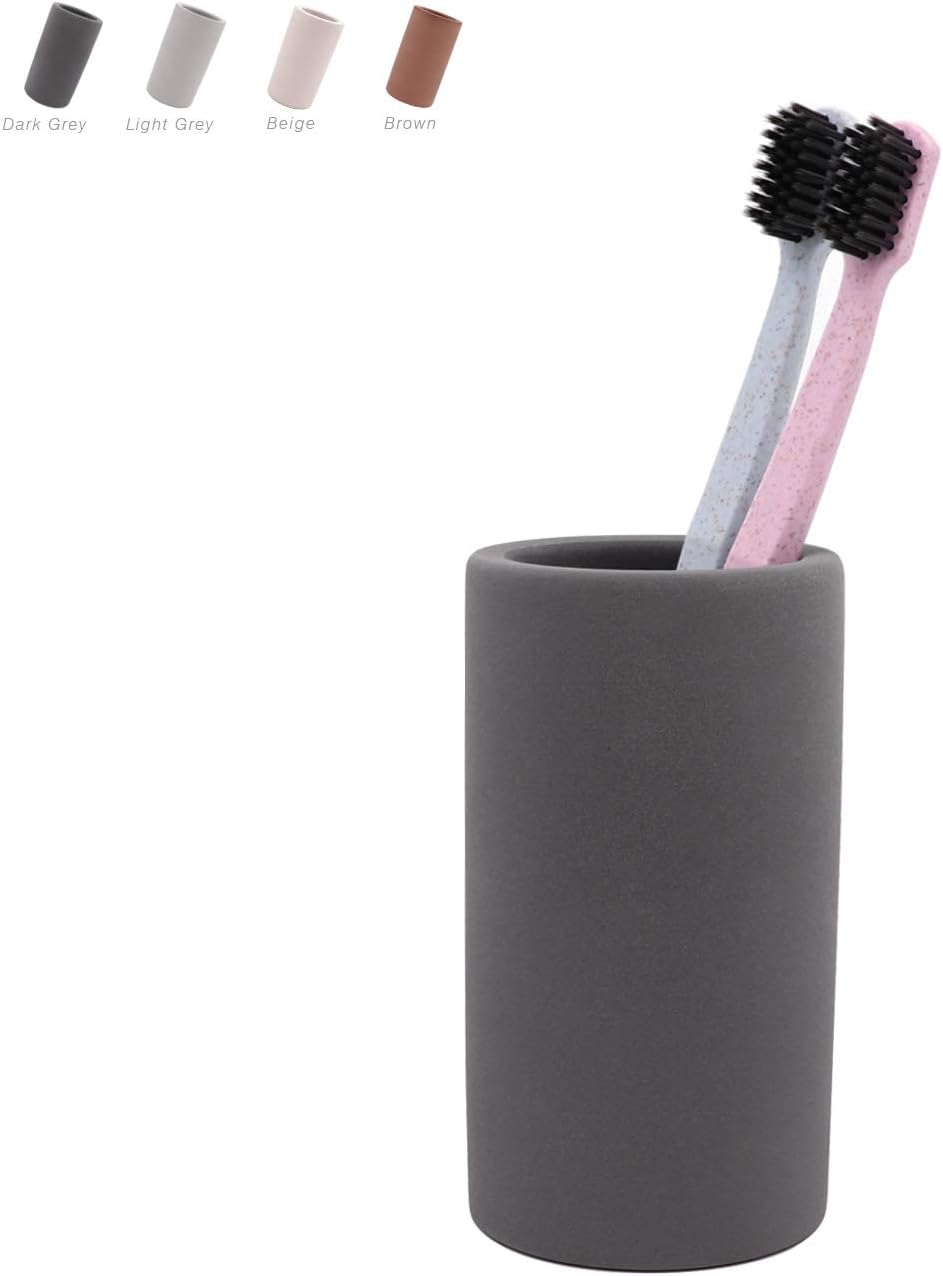 Toothbrush Holder, YUESUO Diatomite Tooth Brush Holder for Bathroom, Water Absorption and Fast Drying Natural diatomite Material Toothbrush Organizer Cup - Dark Grey: Kitchen & Dining