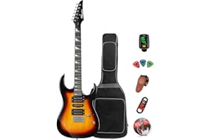 Bullstar Electric Guitar Kit for Beginners kids Adult, ST Series,39 Inch Full Size Electric Guitar Kit Solid Body with Bag String Strap Picks (Sunset-HSH)