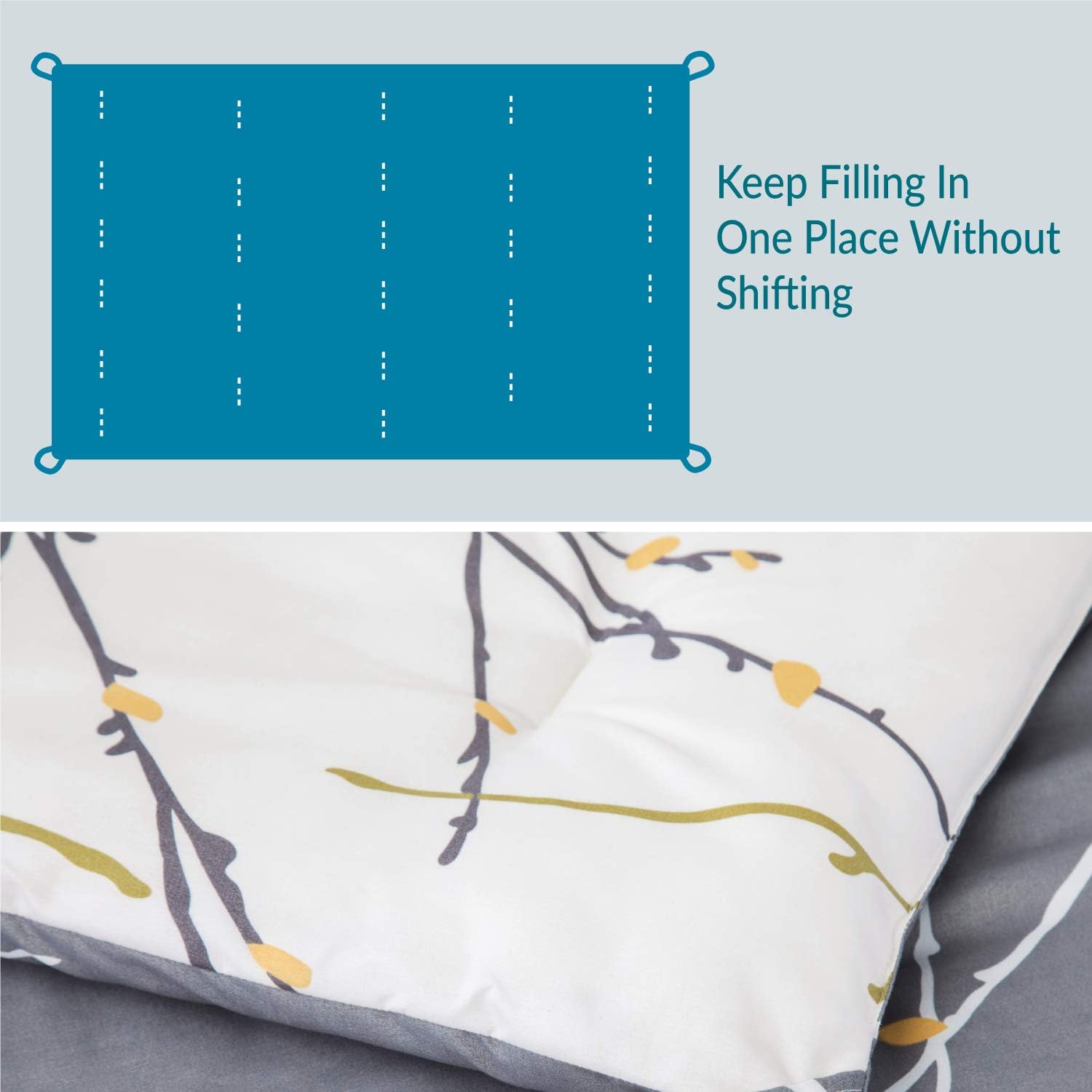 Bedsure Comforter Set King Size, Reversible Down Alternative Comforter Microfiber Duvet Sets (1 Comforter + 2 Pillow Shams), Tree Branch Floral, Grey&Ivory: Home & Kitchen