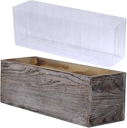 Amazon Com 1 Pcs Wood Planter Box Rectangle Whitewashed Wooden Rectangular Planter With Inner Plastic Box 11 5 L X 3 75 W X 3 75 H Floral Natural Centerpieces Rustic Wedding Decoration