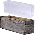 1 Pcs Wood Planter Box Rectangle Whitewashed Wooden Rectangular Planter with Inner Plastic Box - 11.5" L x 3.75" W x 3.75" H Floral Natural Centerpieces Rustic Wedding Decoration