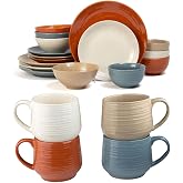 Sango Siterra Painter's Palette 20-Piece Stoneware Dinnerware Set &ndash; Service for 4, Multicolor with Unique Flecked Design, Perfect for Everyday Dining &amp; Entertainment, Microwave &amp; Dishwasher Safe
