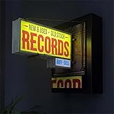 Record Store Classic Retro Wall Ligh- Retro LED Marquee Sign, Vintage Vinyl Record Decor With Stand & Wall Mount, Music Room Neon Sign, Unique Gift For Record Collectors & Music Lovers (Yellow)