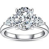 Gobaalele 2CT-4CT Cubic Zirconia Oval Cut/Raidant Cut/Cushion Cut 3 Stone Engagement Rings 5A Grade Simulated Diamond CZ Wedding Promise Anniversary Rings for Women