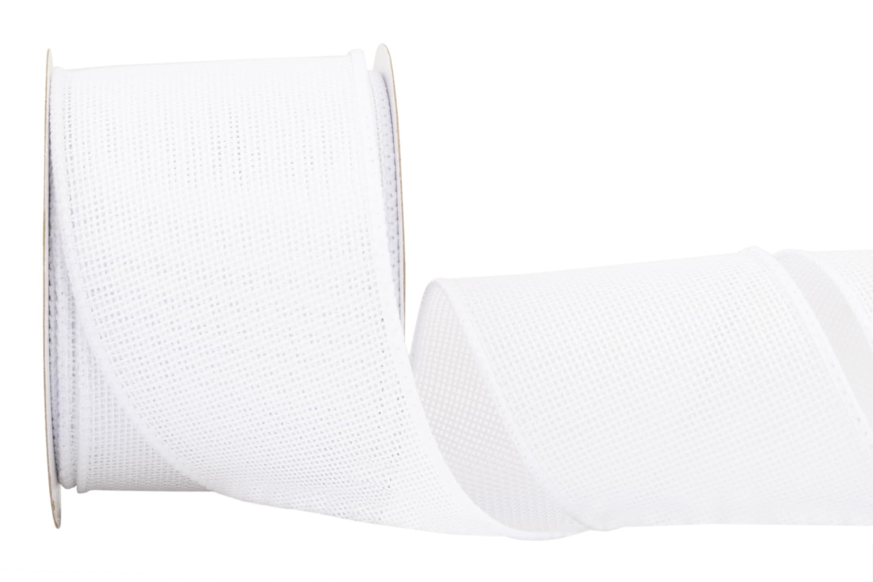 Zofrud White Burlap Ribbon - 64mm x 9M | Faux Jute Wired Ribbon for Wreaths, Christmas Decorations, Rustic Weddings, and Large Bow