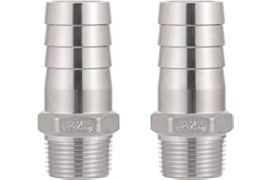 Happyreise Stainless Steel Hose Barb Fitting,1" Hose Barb to 3/4" Male NPT, for Water Fuel Air (Pack of 2)
