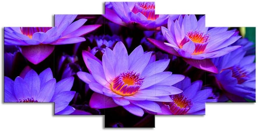 Kjltld Moderne Toile Impression Murale Oeuvre D Art Photo Marguerite Pourpre Lotus Pourpre 200x100 Cm Mur Decoration Murale Peinture Toile Photo Cinq Pieces Amazon Fr Cuisine Maison