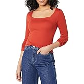 Amazon Essentials Women's Slim-Fit Long Sleeve Square Neck T-Shirt