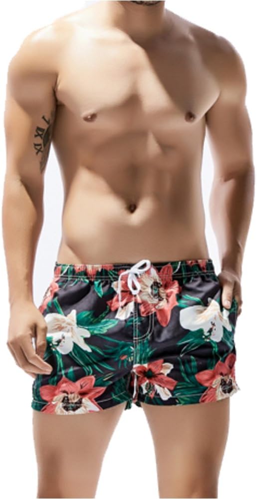 Caidi Men's Sexy Swimwear Shorts Surf Swimsuit Swim Trunks Quick Dry Lightweight Short (M, Green)