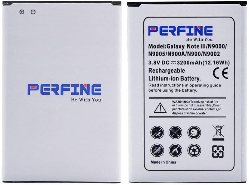 Perfine Battery for Samsung Galaxy Note3 3200mAh Replacement Battery for EB-B800BE/N9000/ N9005/ N900/ N9002 Li-ion /Support for NFC function Rechargeable Battery
