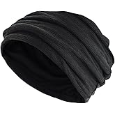 JOGILBOY 1 Pack Black Cotton Slouchy Beanie Hats Women's Baggy Slouchy Beanie Baggy Slouchy Beanie Chemo Cap for Cancer Patients Chemo Cap for Cancer Patients Cancer Headwear Hats Turban