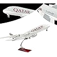 Bswath Large Model Plane 1:160 Qatar A380 Model Airplane Model for Adults with LED Light Gift for Business/Birthday/Christmas