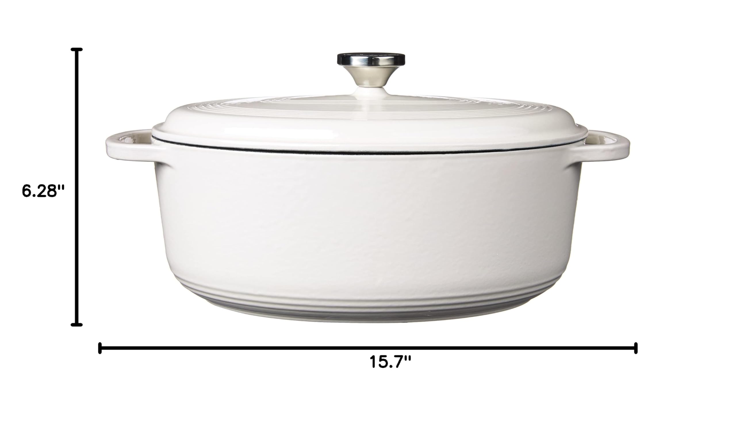 Lodge 7 Quart Enameled Cast Iron Oval Dutch Oven with Lid – Dual Handles – Oven Safe up to 500° F or on Stovetop - Use to Marinate, Cook, Bake, Refrigerate and Serve – Oyster White