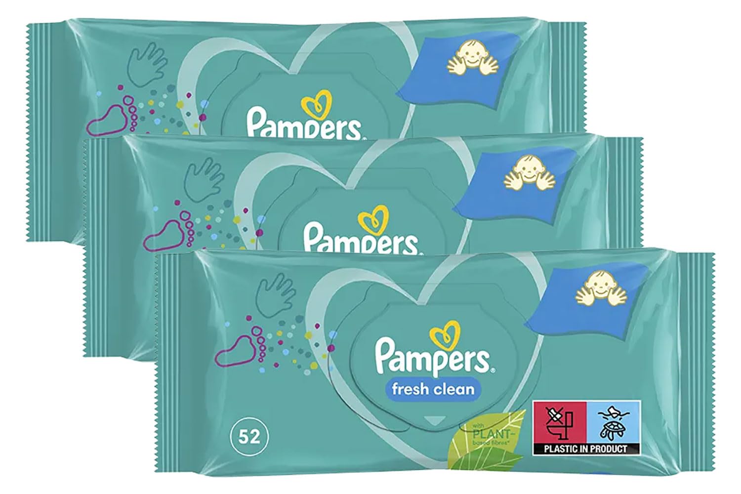 Cheeroo Pampers Baby Wet Wipes 3 Pack 156 Count - Face Hands Body Wipes for Babies - Gentle Cleansing Wipes Newborn Infant Toddler - Soft Baby Wipes Sensitive Skin - Plus Cheeroo Magnet