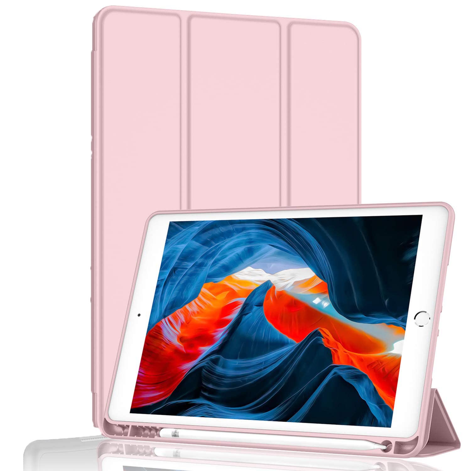 BXGH Case for iPad 10.2" (2021/2020/2019 Model, 9/8/7 Generation), Auto Wake/Sleep Protection (Pink)