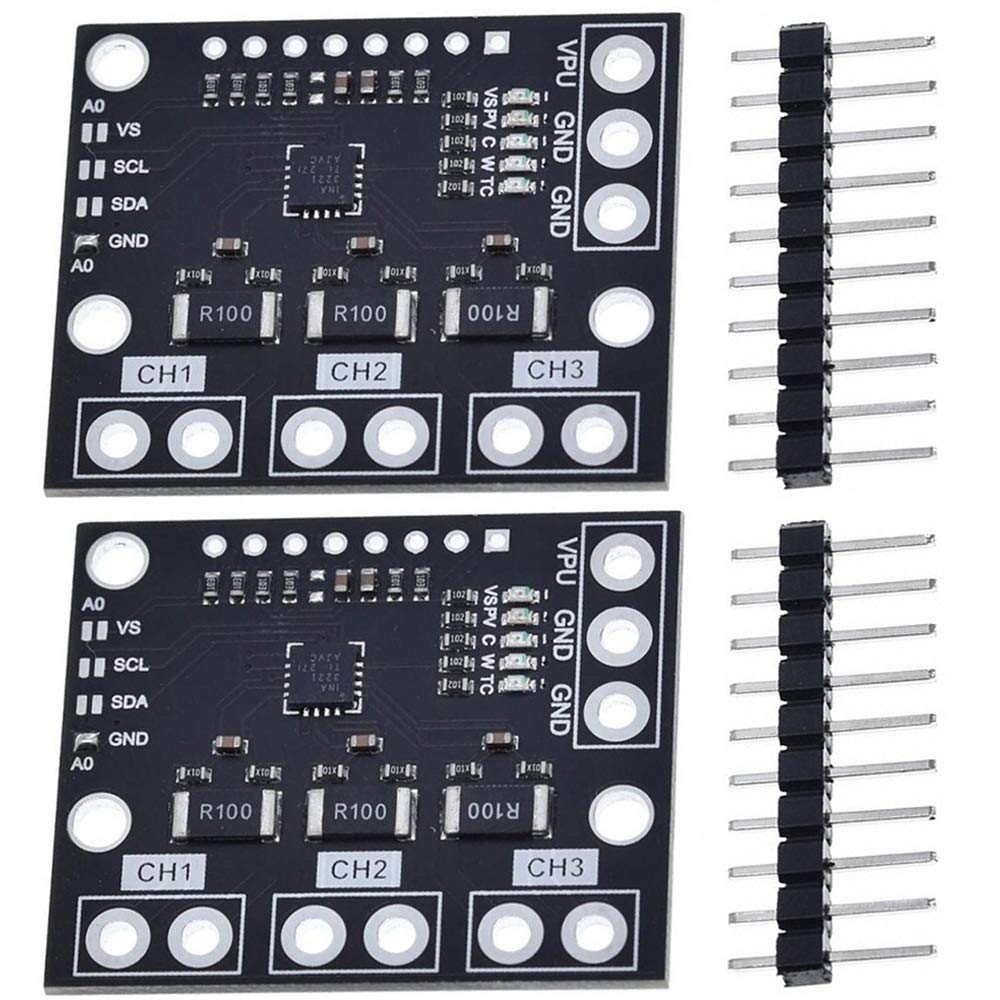 Youmile 2PCS INA3221 Triple-Channel Shunt Current Voltage Monitor Sensor Low Side/High Side I2C Output Power Monitoring Control Module Replacement for INA219
