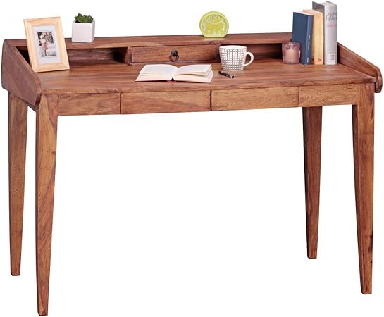 Bureau Contemporain 86 X 117 Cm A 3 Tiroirs En Bois Massif Sheesham Amazon Fr Cuisine Maison
