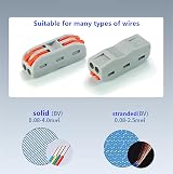 Dongge SPL-2 Lever Wire Connectors 6PCS 2 Circuit Inline Splices 28-12 AWG 250V view 4