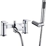Hapilife Bath Mixer Taps Waterfall with Handheld Shower Chrome Brass Deck Mount view 1