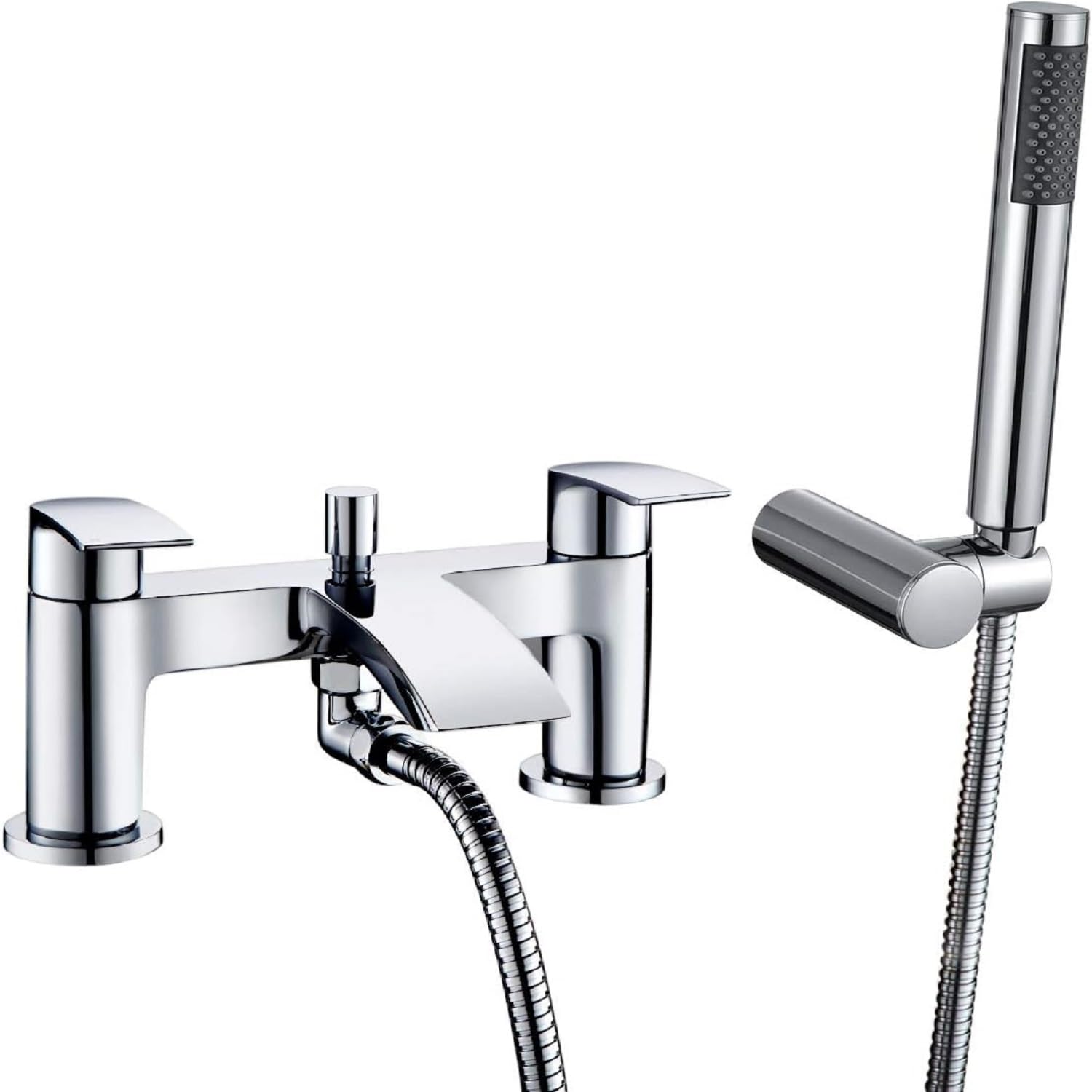 Hapilife Bath Mixer Taps Waterfall with Handheld Shower Head Bathroom Bathtub Tap with Shower Attachment Deck Mount Chrome Brass Tub Taps Monobloc Dual Lever