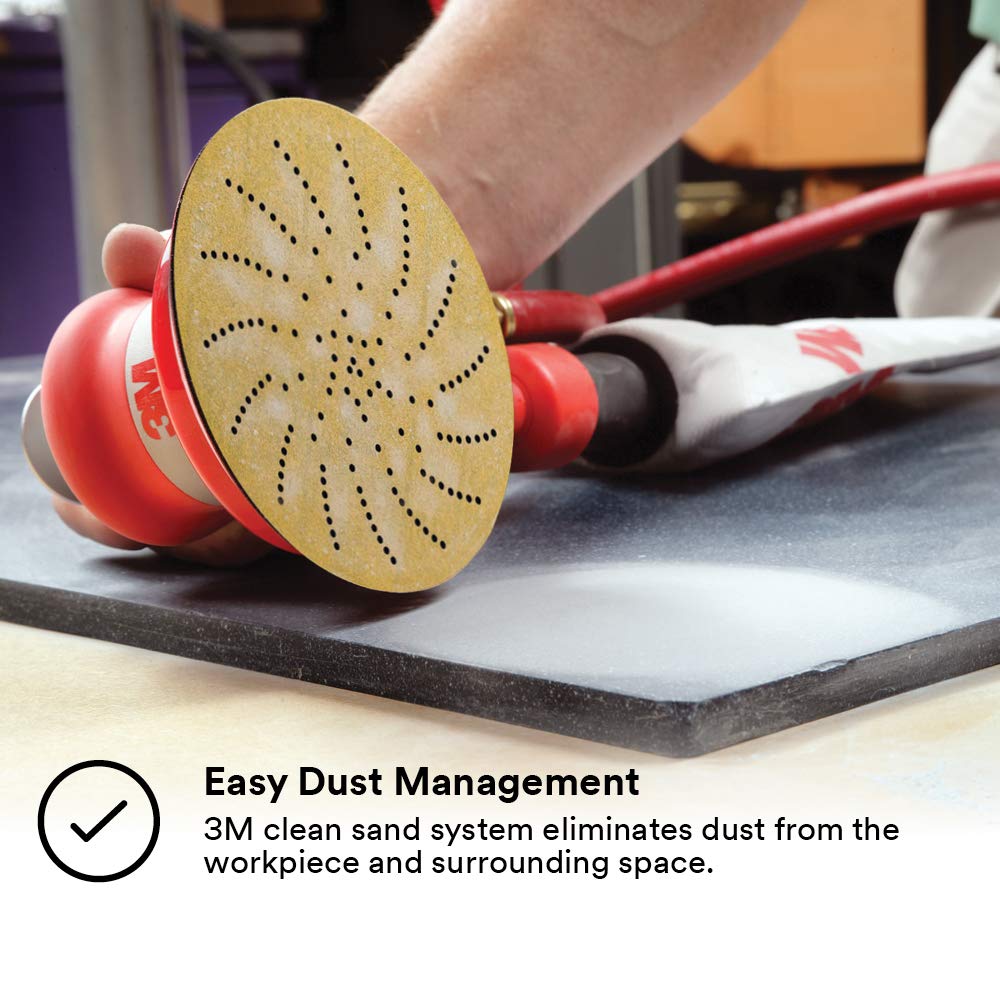 3M Random Orbital Sander – Self Generated Vacuum Sander – 5” x 3/16” Diam. Orbit – Pneumatic Palm Sander – Hook and Loop Pad – For Wood, Composites, Metal – Original Series: Power Random Orbit Sanders: Industrial & Scientific