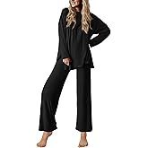 Ekouaer Lounge Sets for Women Long Sleeve Pajamas 2026 Loungewear Soft Comfy Pjs Two Piece Travel Outfits Set