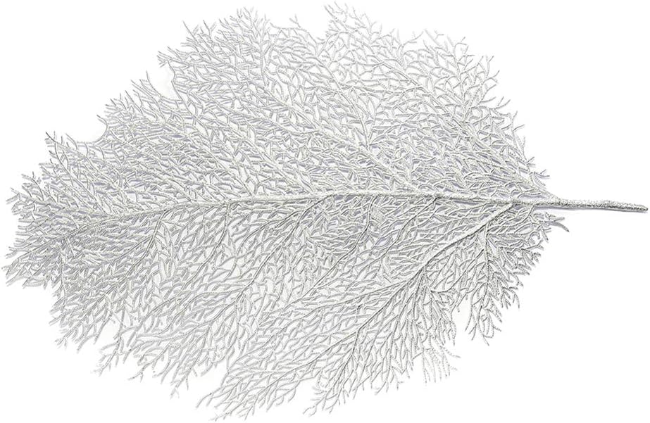 BLagenertJ Simulation Leaf Design Kitchen Placemat Heat Insulation Mat Bowl Anti-Slip Pad Home Table Decor Silver