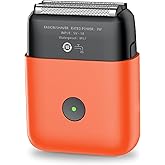 Electric Shavers for Men, Mini Travel Electric Razor, Foil Shaver for Men, Fast Rechargeable Dual Floating Blades IPX7 Waterproof Wet Dry Face Razor- Orange