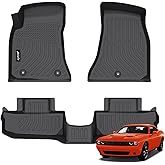 Jenofa-Floor Mats for Dodge Challenger RWD 2015-2023 Floor Liner All Weather Car Mats Durable TPE Rubber Mat for 2022 Challenger Automotive Accessories Black