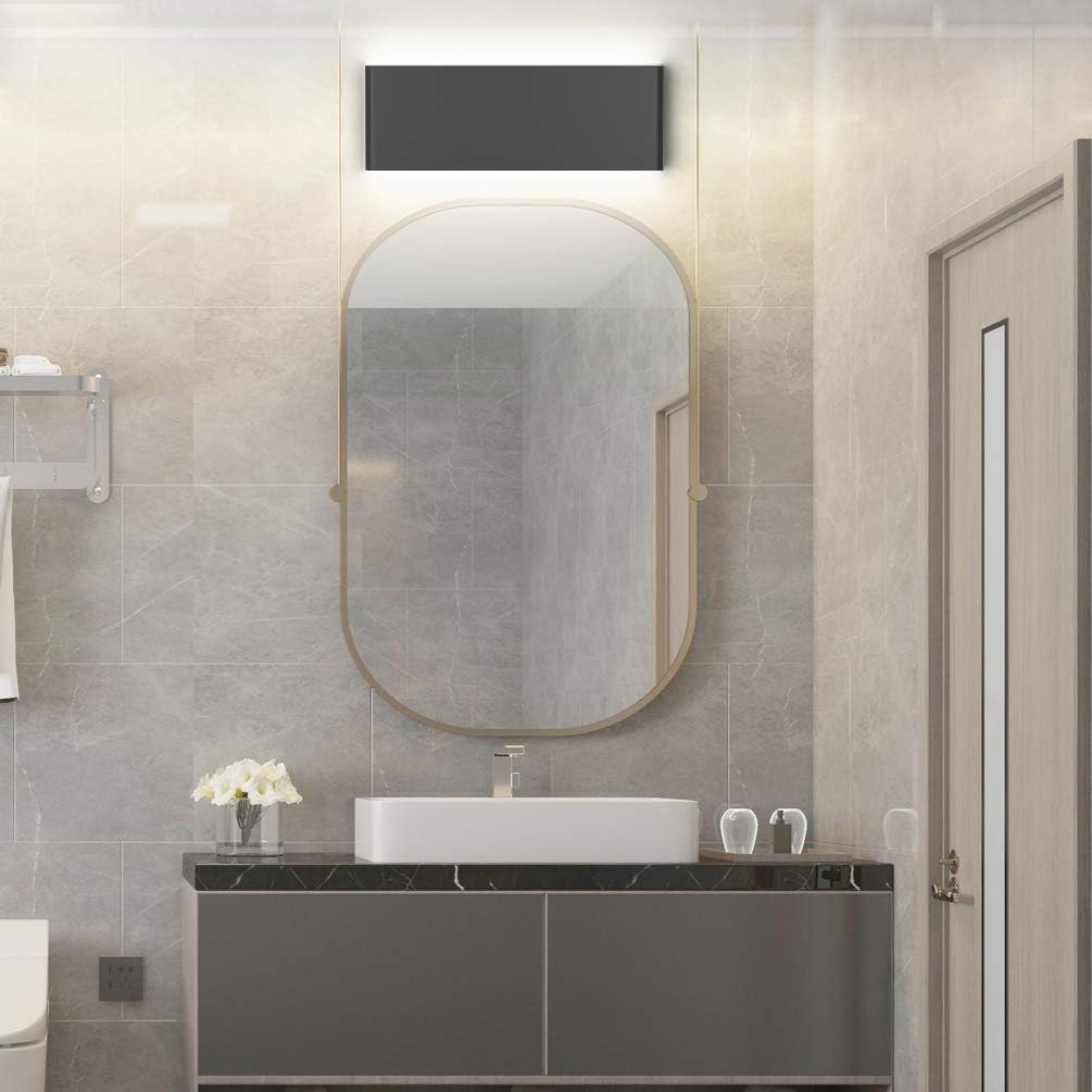 Aipsun 15.75in Matte Black Modern Vanity Light Up and Down LED Vanity Light for Bathroom Wall Lighting Fixtures (White Light 5000K) - - 