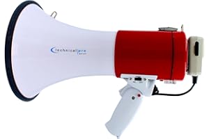 Technical Pro Portable 75-Watts 800M-1000M Range Megaphone Bullhorn Speaker with Strap, Siren, & Volume Control, Good for Tra