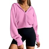 Trendy Queen Womens Zip Up Cropped Hoodies Long Sleeve Sweatshirts Casual Jackets Fall Fashion 2025 Winter Clothes