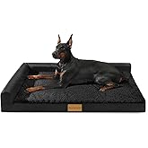 Patas Lague Orthopedic Dog Bed Large Sized Dog 36''X24'', Waterproof L Bolster Medium Pet Sofa Beds with Removable Washable Cover, Soft Comfortable Pet Couch Crate Mat with Nonskid Bottom, Black